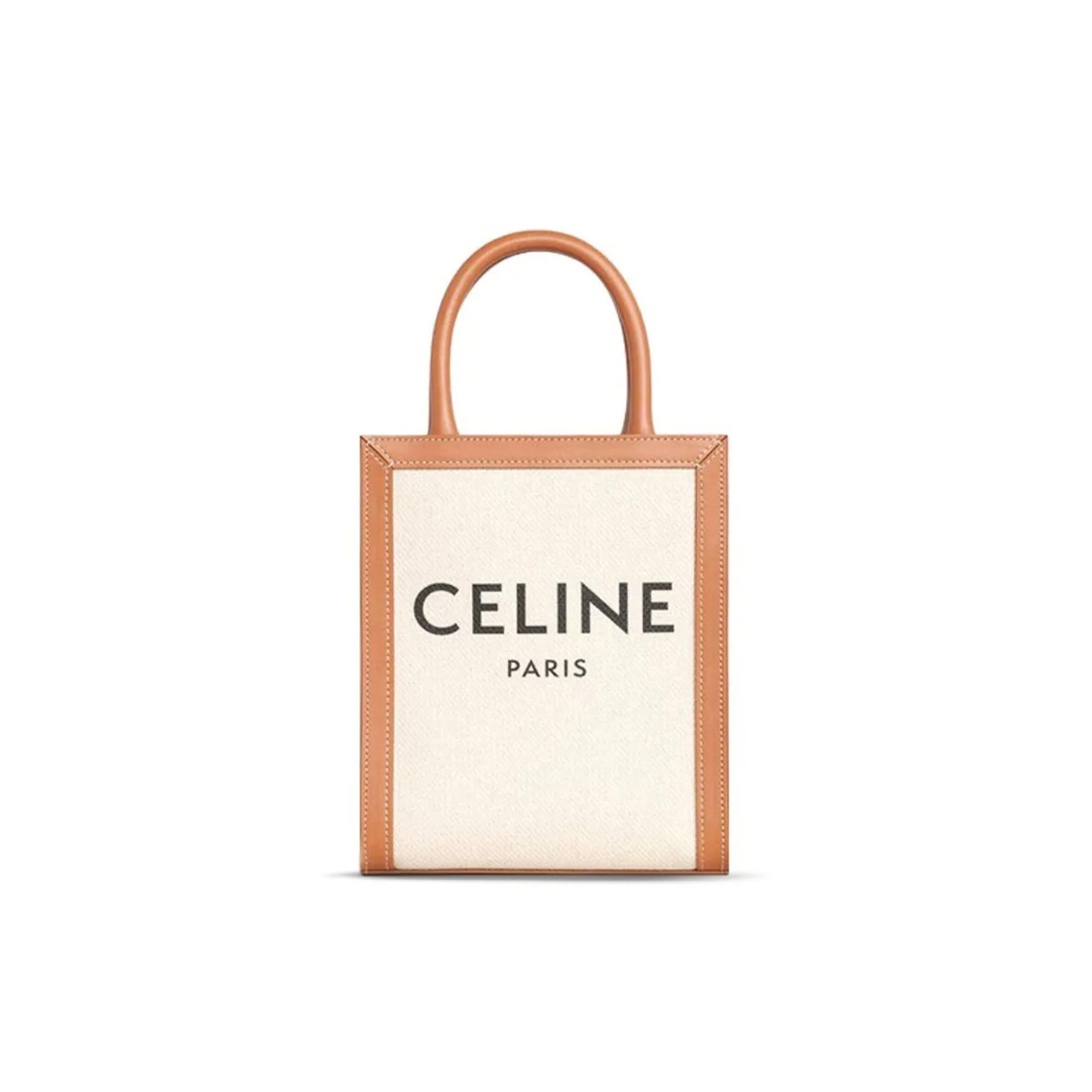 CELINE MINI TOTE IN CABAS TRIOMPHE CANVAS AND CALFSKIN 193302BNZ.02NT (21*17*4cm)